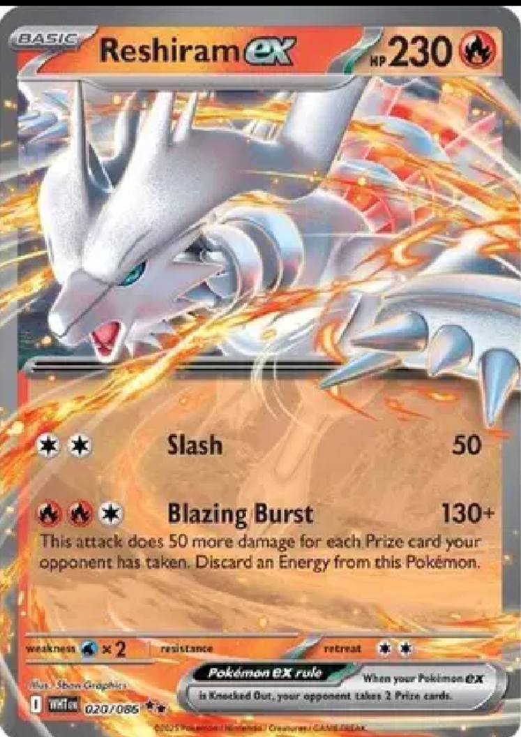 2025 Pokémon Reshiram ex #020/086 (English)