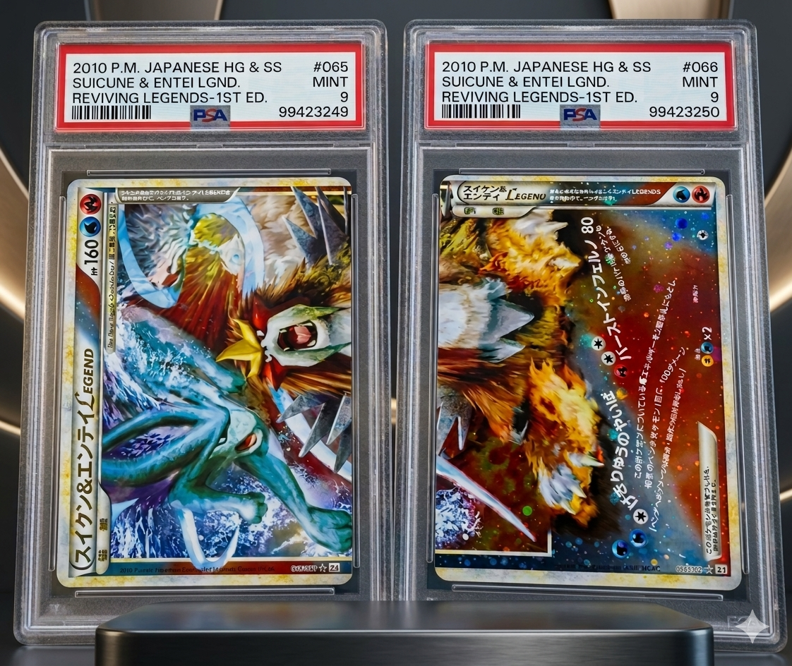 2010 Pokemon Japanese Suicune & Entei LEGEND #065 & #066 PSA 9 Mint Set