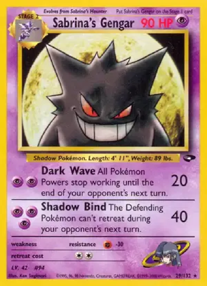 2000 Pokémon Sabrina's Gengar Rare #29/132 (English)